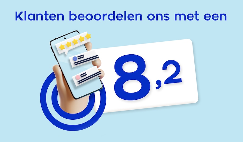 Roos en Matthijs wijzen trots naar het goede klanttevredenheidscijfer van OHRA