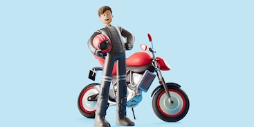 Matthijs met rode motor