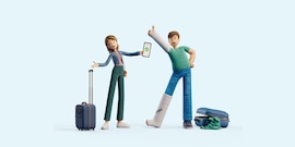 Roos en Matthijs met een koffer