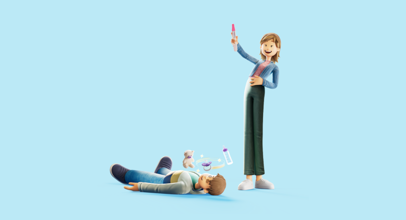 Roos met zwangerschapstest